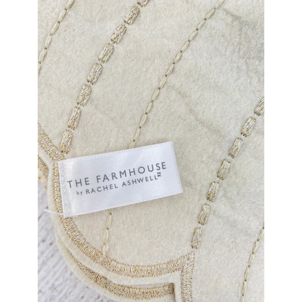 The Farmhouse Rachel Ashwell Pumpkin Placemats (4) Cream Gold Embroidery Autumn